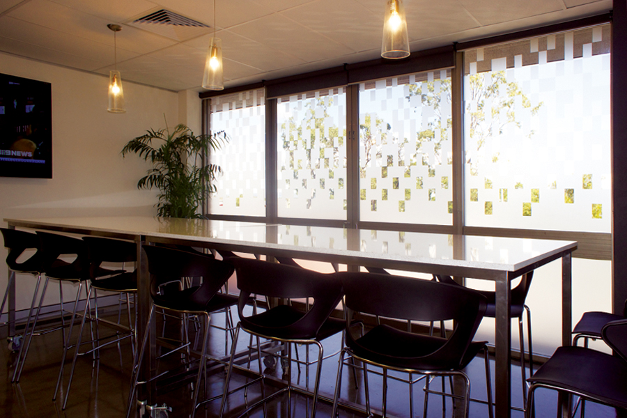 Window Treatments - cut out lettering, frosted treatments, tinting